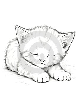 Cozy Catnap Coloring Page: Snuggly Relaxation photo